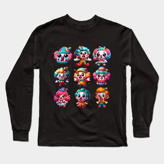 Happy Cute Clowncore Long Sleeve T-Shirt by Not a Typical Teacher